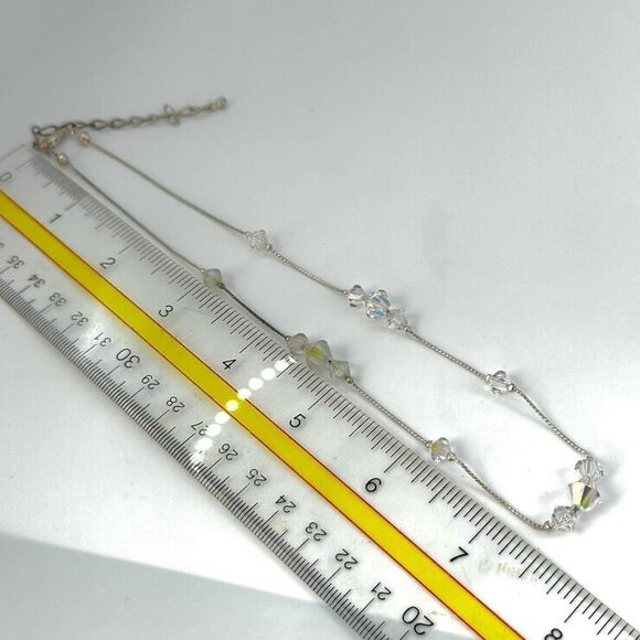 Silver tone crystal choker necklace - Picture 4 of 7